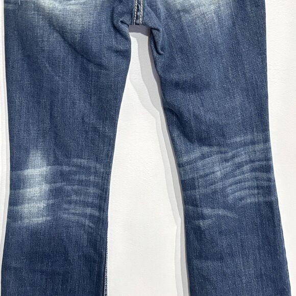 Rerock Express Women's Bootcut Blue Denim Distressed Jeans Size 8R Embroidered - Picture 7 of 15
